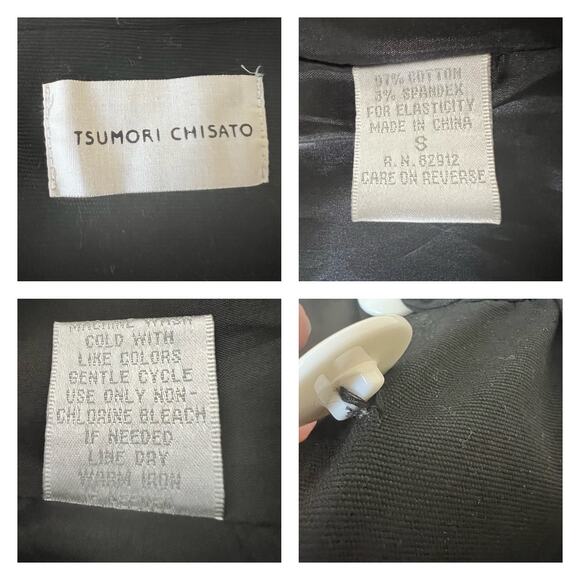 Tsumori Chisato Embroidered Black Trench Coat Jacket Size S - Picture 10 of 14